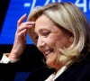 Marine Le Pen, candidate pour le parti RN, Rassemblement National, aux elections presidentielles 2022, tient un meeting de campagne à Saint Martin de Lacaussade pres de Blaye en Haute Gironde le 25 mars 2022