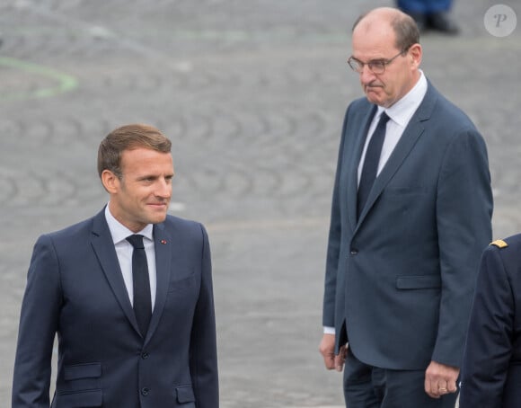 Le président Emmanuel Macron, le premier ministre Jean Castex lors de la cérémonie du 14 juillet à Paris le 14 juillet 2020