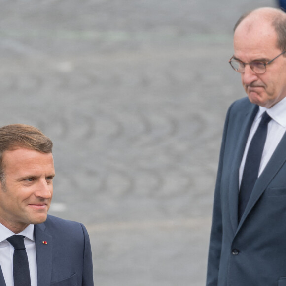 Le président Emmanuel Macron, le premier ministre Jean Castex lors de la cérémonie du 14 juillet à Paris le 14 juillet 2020