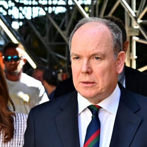 Mélanie de Massy et la prince Albert II de Monaco durant la finale du Monte-Carlo Rolex Masters 2022 à Roquebrune Cap Martin, le 17 avril 2022. Le grec Stefanos Tsisipas a remporté pour la seconde fois le tournoi en battant l'espagnol Alejandro Davidovich Fokina en 2 sets (6-3, 7-6). © Bruno Bebert / Bestimage