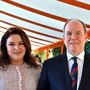 Mélanie de Massy et la prince Albert II de Monaco durant la finale du Monte-Carlo Rolex Masters 2022 à Roquebrune Cap Martin, le 17 avril 2022. Le grec Stefanos Tsisipas a remporté pour la seconde fois le tournoi en battant l'espagnol Alejandro Davidovich Fokina en 2 sets (6-3, 7-6). © Bruno Bebert / Bestimage