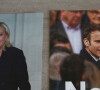 Illustration sur les courriers de la Poste sur les deux candidats à la Presidentielle 2022 Emmanuel Macron et Marine Le Pen dont les élections du second tour auront lieu le Dimanche 24 Avril 2022 en France, à Paris, France, le 20 avril 2022