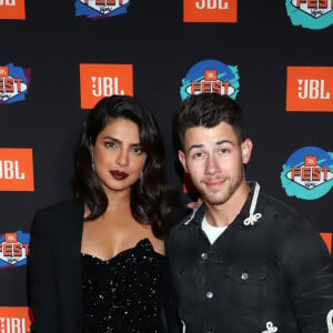 Priyanka Chopra et son mari Nick Jonas au photocall de la 3ème édition de la soirée "JBL Fest" à Las Vegas, le 10 octobre 2019.