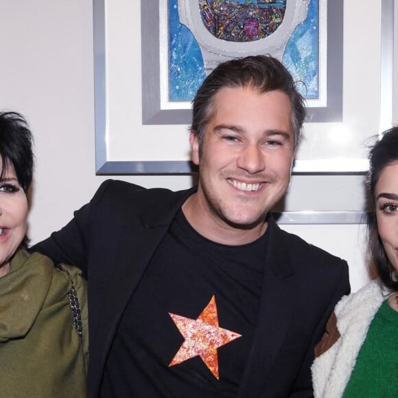 Exclusif - Liane Foly, Johann Perathoner, Fanny Valette lors du vernissage de l'exposition "Vue du ciel" de l'artiste 3D Johann Perathoner au Royal Monceau-Raffles Paris le 20 avril 2022. © Rachid Bellak / Bestimage 