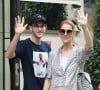 Céline Dion et son fils René-Charle quittent l'hôtel Royal Monceau et se rendent chez Louis Vuitton sur les Champs-Elysées à Paris
