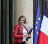 Barbara Pompili, ministre de la Transition écologique à la sortie du conseil des ministres, au palais de l'Elysée, Paris, le 6 avril 2022.