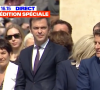 Juliette Carré réconfortée par Emmanuel Macron lors de l'hommage national à son défunt mari Michel Bouquet aux Invalides
