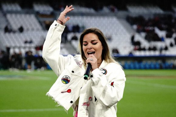 Sophie Tapie lors de la 23e journée de championnat de rugby du TOP14 RC Toulon - Toulouse au stade vélodrome à Marseille (match délocalisé) le 23 avril 2022. Victoire du RCT sur Toulouse 19-15. © Norbert Scanella / Panoramic / Bestimahe