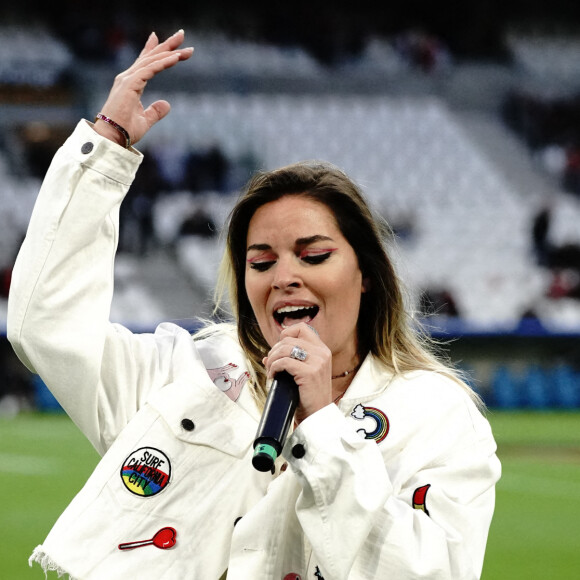 Sophie Tapie lors de la 23e journée de championnat de rugby du TOP14 RC Toulon - Toulouse au stade vélodrome à Marseille (match délocalisé) le 23 avril 2022. Victoire du RCT sur Toulouse 19-15. © Norbert Scanella / Panoramic / Bestimahe