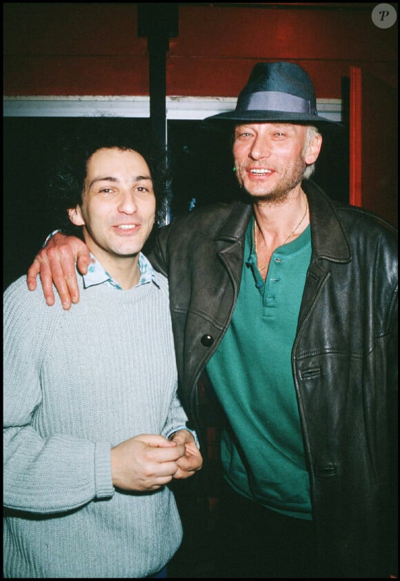 Michel Berger et Johnny Hallyday lors du concert de Michel Berger au Zénith en 1986