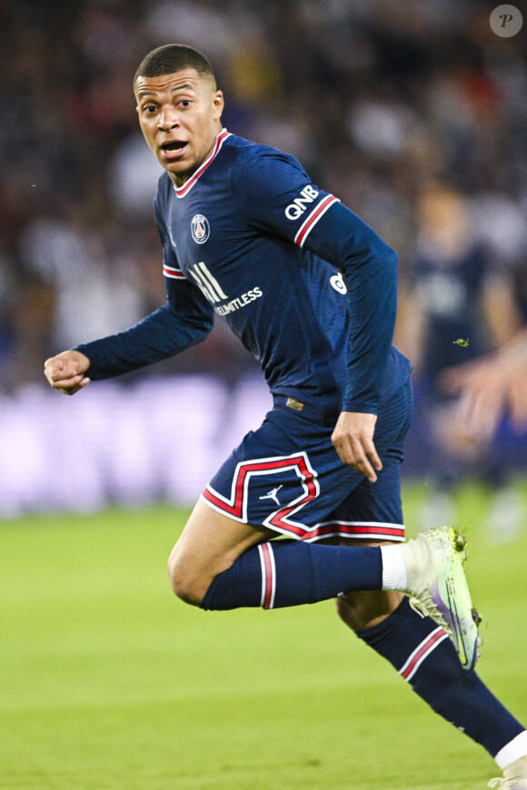 Kylian Mbappe (PSG) - Match de Ligue 1 Uber Eats "PSG - OM (2-1)" au Parc Des Princes. Paris, le 17 avril 2022.