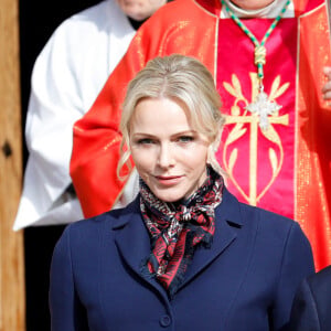 La princesse Charlène de Monaco lors de la procession de Sainte Dévote à Monaco le 27 janvier 2020. © Claudia Albuquerque / Bestimage 