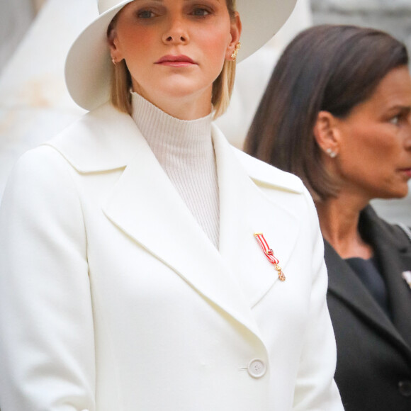 La princesse Charlène de Monaco - La famille princière de Monaco dans la cour du palais lors de la fête Nationale monégasque à Monaco le 19 novembre 2019. © Olivier Huitel/Pool Monaco/Bestimage 