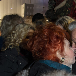 Exclusif - Régine et Alain Delon - Régine fête son 89e anniversaire au restaurant "La chope des Tuileries" à Paris, le 26 décembre 2018. © Pierre Perusseau/Bestimage