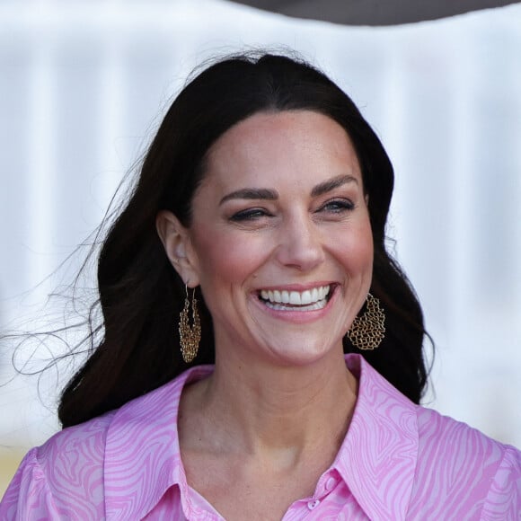 Le prince William, duc de Cambridge, et Catherine (Kate) Middleton, duchesse de Cambridge, visitent l'église évangélique Daystar Abaco aux Bahamas, pour en savoir plus sur l'impact de l'ouragan Dorian en 2019 et pour voir comment les communautés sont encore en cours de reconstruction, le huitième jour de leur tournée dans les Caraïbes au nom de la Reine pour marquer son jubilé de platine. Abaco, le 2022.