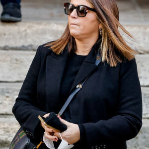 Valérie Bénaïm - Sorties des obsèques de Jean-Pierre Pernaut en la Basilique Sainte-Clotilde à Paris, France, le 9 mars 2022. © Cyril Moreau/Bestimage 