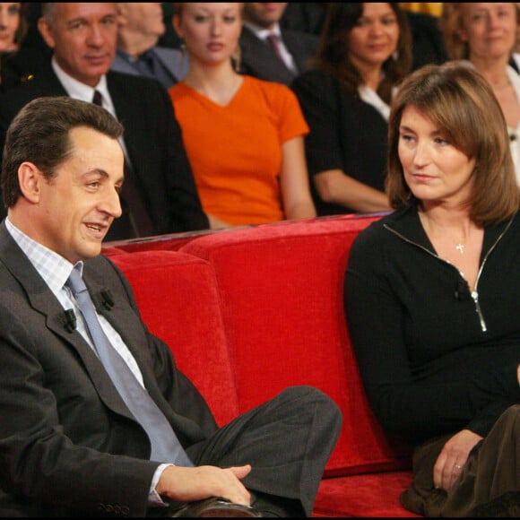 Cécilia et Nicolas Sarkozy - Plateau de Vivement dimanche en 2004