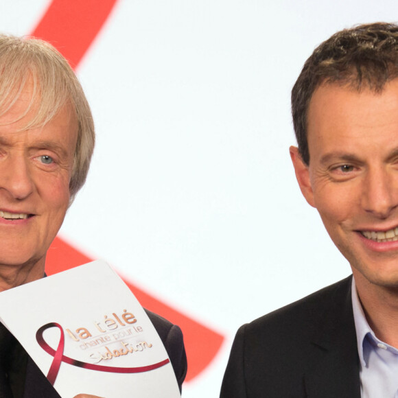 Exclusif - Dave et Marc-Olivier Fogiel -  Jour 2 - Studio - Enregistrement de l'émission du "Sidaction 2014 : La télé chante contre le Sida" le 25 mars 2014 au thêatre Mogador à Paris, pour une diffusion le 5 avril 2014 sur France 2. 