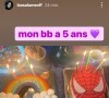 Capture d'écran de la story de Léa Salamé pour l'anniversaire de son fils Gabriel, fruit de son couple avec Raphaël Glucksmann. Le garçon a fêté ses 5 ans.