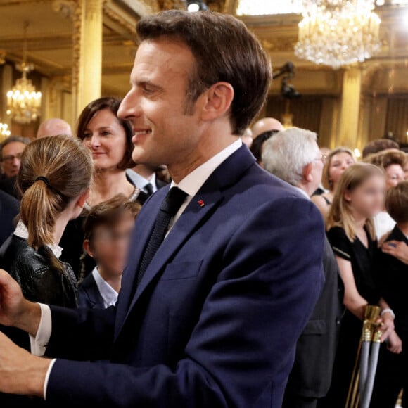 Guillaume Gallienne, Jean-Michel Macron et son fils Emmanuel Macron - Cérémonie d'investiture du président de la République au Palais de l'Elysée à Paris le 7 Mai 2022, suite à sa réélection le 24 avril dernier