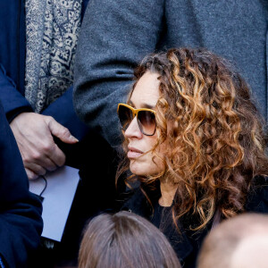 Marie-Sophie Lacarrau - Sorties des obsèques de Jean-Pierre Pernaut en la Basilique Sainte-Clotilde à Paris, France, le 9 mars 2022. © Cyril Moreau/Bestimage 
