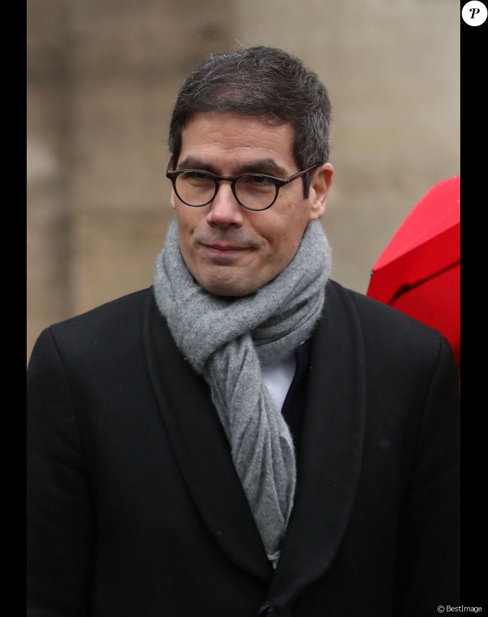 Mathieu Gallet - Sorties des obsèques d'Hervé Bourges en l'église Saint-Eustache à Paris le 2 mars 2020.