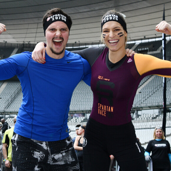 Exclusif - Laury Thilleman (Miss France 2011) et son compagnon le chef cuisinier Juan Arbelaez - Célébrités participent à la Spartan Race au Stade de France à Saint-Denis le 9 mars 2019. © Giancarlo Gorassini/Bestimage