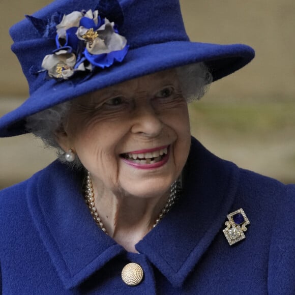 La reine Elisabeth II d'Angleterre au service d'action de grâce à l'abbaye de Westminster pour marquer le centenaire de la Royal British Legion, à Londres, Royaume Uni, le 12 octobre 2021. 