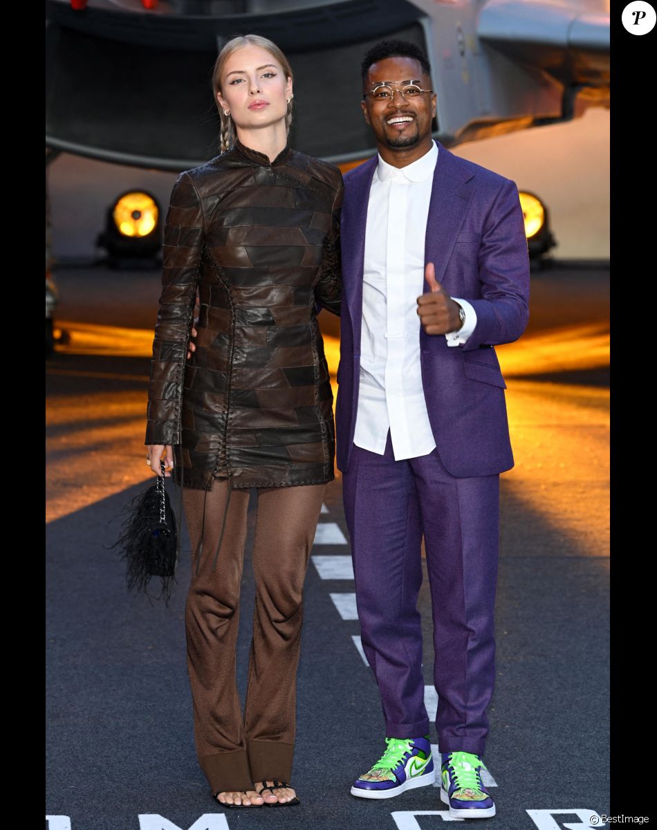 Patrice Evra et sa compagne Margaux Alexandra - Projection du film "Top Gun: Maverick" au Leicester Square à Londres, Royaume Uni, le 19 mai 2022.