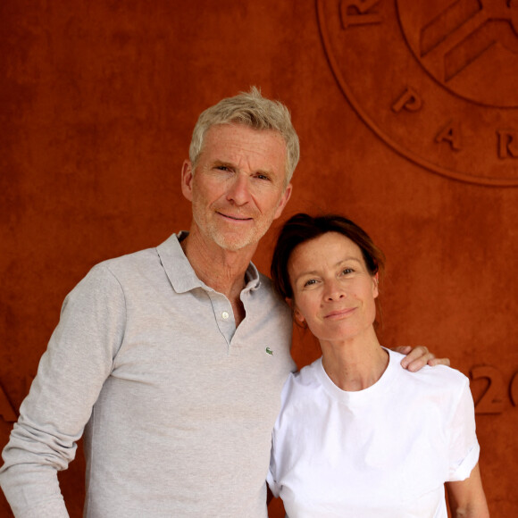 Denis Brogniart et sa femme Hortense au village (jour 9) lors des Internationaux de France de Tennis de Roland Garros 2022 à Paris, France, le 30 mai 2022. © Dominique Jacovides/Bestimage 