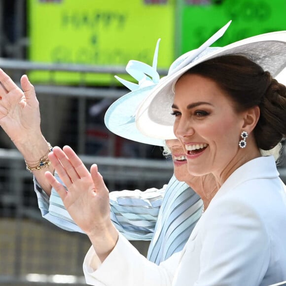 Kate Middleton, Camilla Parker Bowles - Parade militaire "Trooping the Colour" dans le cadre de la célébration du jubilé de platine de la reine Elizabeth II à Londres, le 2 juin 2022.