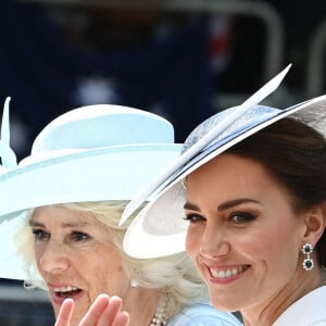 Kate Middleton, Camilla Parker Bowles - Parade militaire "Trooping the Colour" dans le cadre de la célébration du jubilé de platine de la reine Elizabeth II à Londres, le 2 juin 2022.