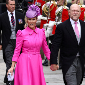 Zara Tindall et son mari Mike - Les membres de la famille royale et les invités lors de la messe du jubilé, célébrée à la cathédrale Saint-Paul de Londres le 3 juin 2022. 