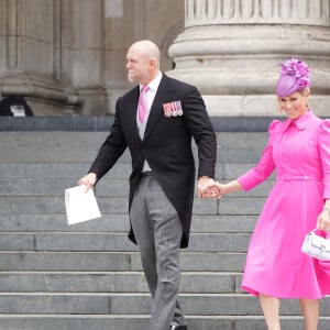 Mike Tindall, Zara Phillips (Zara Tindall) - Les membres de la famille royale et les invités lors de la messe célébrée à la cathédrale Saint-Paul de Londres, dans le cadre du jubilé de platine (70 ans de règne) de la reine Elisabeth II d'Angleterre. Londres, le 3 juin 2022. 