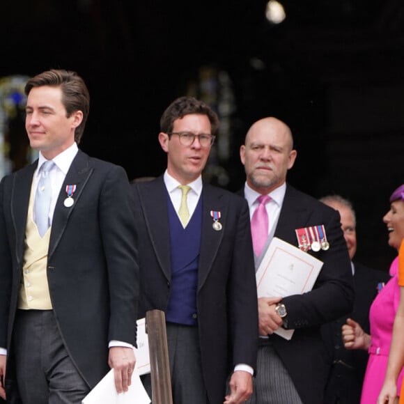 La princesse Beatrice d'York, son mari Edoardo Mapelli Mozzi, Jack Brooksbank, Mike et Zara Tindall, La princesse Eugenie d'York - Les membres de la famille royale et les invités lors de la messe célébrée à la cathédrale Saint-Paul de Londres, dans le cadre du jubilé de platine (70 ans de règne) de la reine Elisabeth II d'Angleterre. Londres, le 3 juin 2022. 