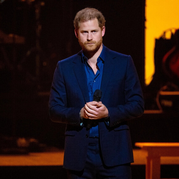 Le prince Harry, duc de Sussex, lors de la cérémonie de clôture des Invictus Games 2020 à La Haye, Pays-Bas, le 22 avril 2022. 