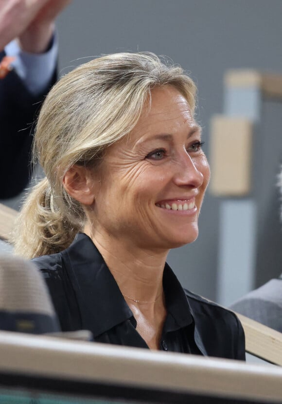 Anne-Sophie Lapix en tribune (jour 13) lors des Internationaux de France de Tennis de Roland Garros 2022 à Paris © Dominique Jacovides/Bestimage
