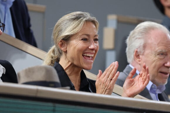 Anne-Sophie Lapix en tribune (jour 13) lors des Internationaux de France de Tennis de Roland Garros 2022 à Paris, France, le 3 juin 2022. © Dominique Jacovides/Bestimage