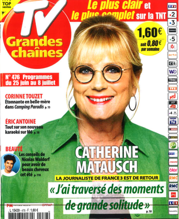 Catherine Matausch fait la couverture du nouveau numéro de "TV Grandes Chaînes" paru le 20 juin 2022