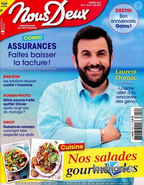 Laurent Ournac fait la une du magazine "Nous Deux", mardi 21 juin 2022.