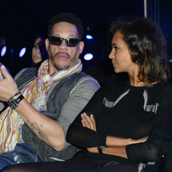 JoeyStarr et Karine Le Marchand au match de boxe "La Conquête" au palais des sports de Paris © Pierre Perusseau / Bestimage 