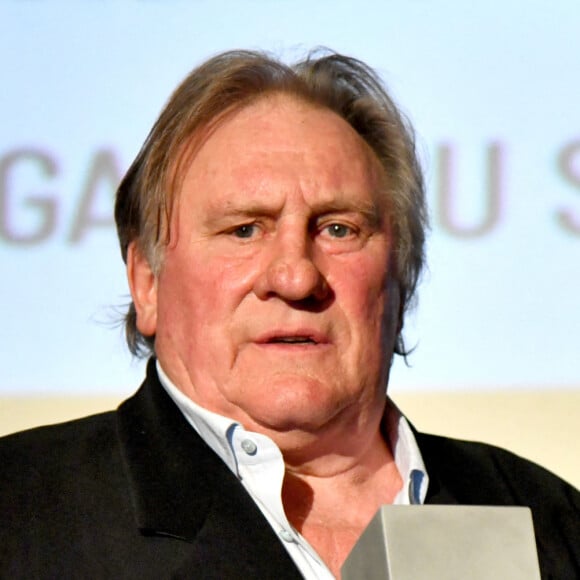 Gérard Depardieu lors de la soirée de clôture de la 3eme édition du Festival Cinéroman à Nice, le 24 octobre 2021. © Bruno Bebert / Bestimage