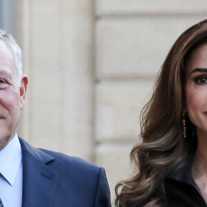 Le roi Abdallah II de Jordanie, la reine Rania - Le président de la République française et sa femme accueillent le roi et la reine de Jordanie au palais de l'Elysée à Paris le 29 mars 2019. © Stéphane Lemouton / Bestimage 