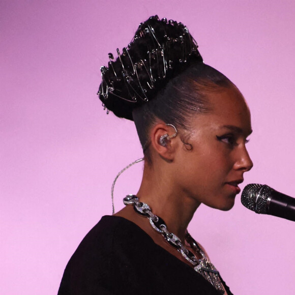 Exclusif - Alicia Keys lors du l'évènement "Donda 2 Listening Party" au LoanDepot Park à Miami, le 23 février 2022. 