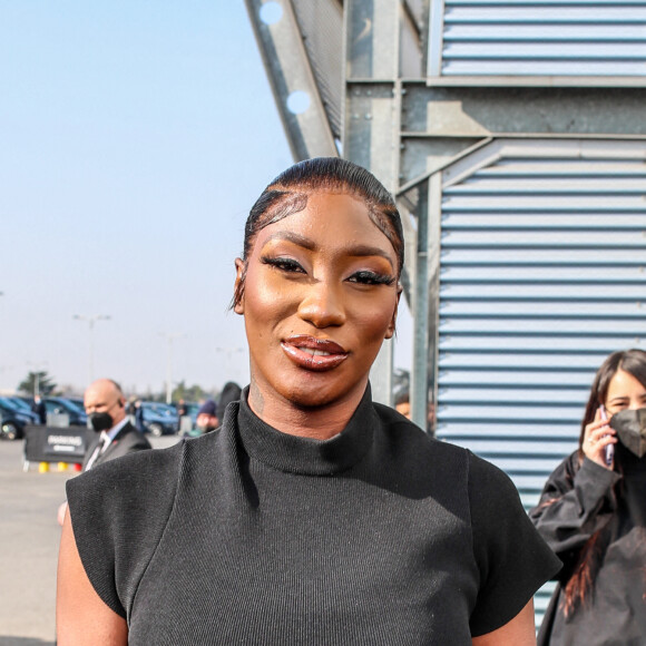 Exclusif - Aya Nakamura - Arrivées au défilé Balenciaga Automne/Hiver 2022/2023 lors de la Fashion Week de Paris au Bourget à Paris, France, le 6 mars 2022. © Da Silva-Perusseau/Bestimage 