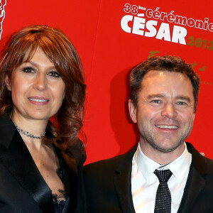 Valerie Benguigui et Guillaume de Tonquedec - Arrivees au Fouquet's - Diner de gala de la 38eme Ceremonie des Cesar a Paris le 22 fevrier 2013. 