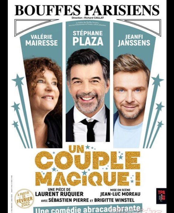 Affiche de la pièce "Un couple magique" avec Valérie Mairesse, Stéphane Plaza et Jeanfi Janssens