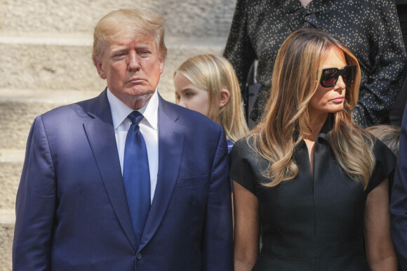 Donald Trump et sa femme Melania Trump - Obsèques de Ivana Trump en l'église St Vincent Ferrer à New York. Le 20 juillet 2022