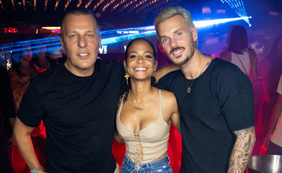 Exclusif - No Web - Jean-Roch, M. Pokora (Matt Pokora), sa femme Christina Milian - People dînent au restaurant "Gioia" avant de faire la fête au VIP Room à Saint-Tropez le 28 juillet 2022. © Hippolyte Hamonet/Bestimage