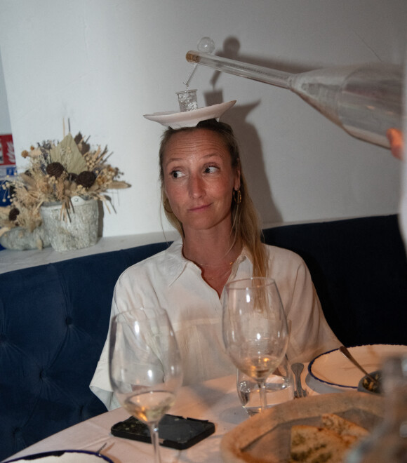 Exclusif - No Web - Audrey Lamy - People dînent au restaurant "Gioia" avant de faire la fête au VIP Room à Saint-Tropez le 28 juillet 2022. © Hippolyte Hamonet/Bestimage